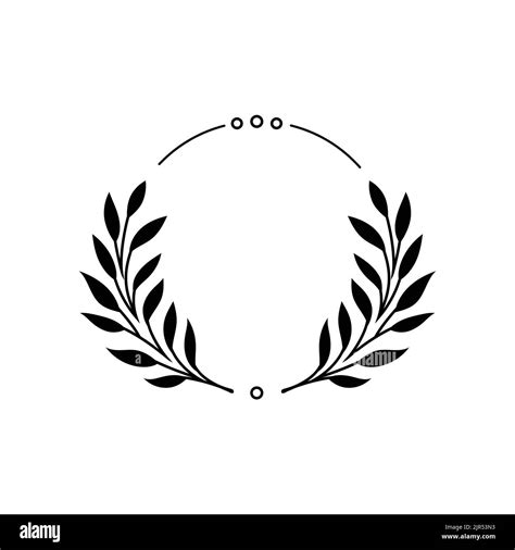 Black laurel wreath in the white background as a symbol of honor and ...