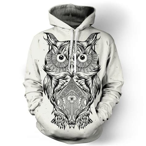 Black and White Owl Hoodie - Hoodie Lab