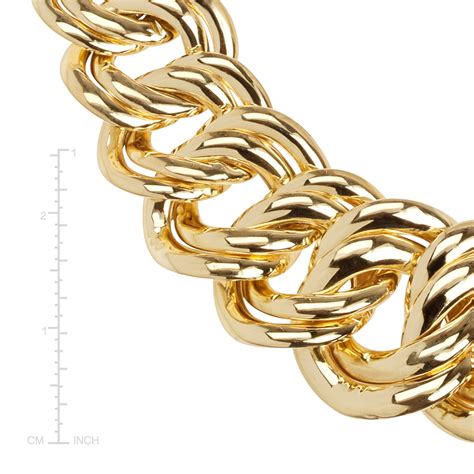 Eternity Gold Graduated Double Link Chain Necklace in 14K Gold | eBay