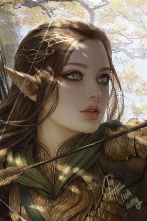 f High Elf Ranger Medium Armor Longbow portrait female midlvl Deciduous ...