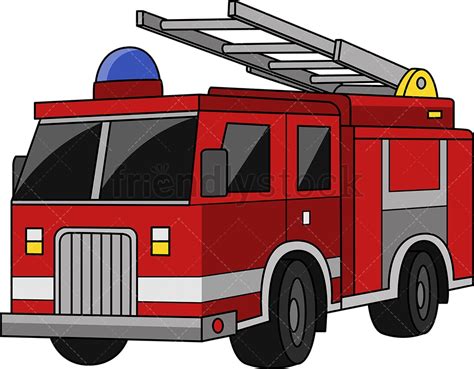 Fire Truck Cartoon Clipart Vector - FriendlyStock