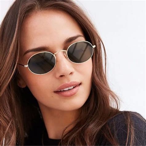 OUTEYE Small Oval Sunglasses Women Retro Eyewear Vintage Glasses Metal ...