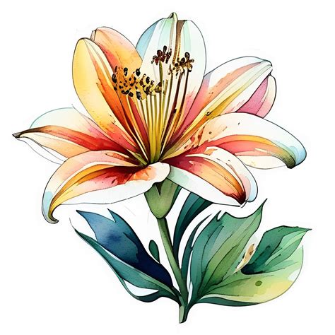 Lily flower drawing clipart watercolor | Clipart Nepal