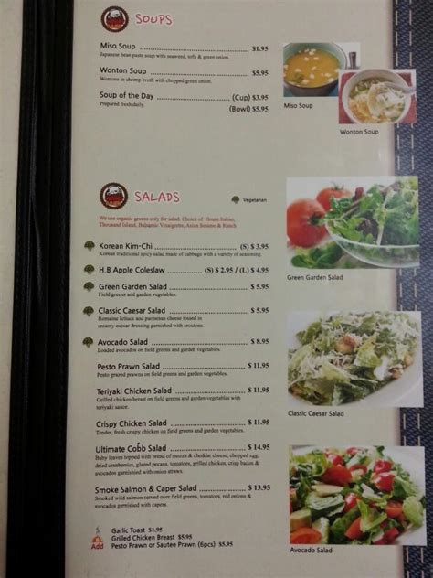 Menu at Hungry Bear restaurant, Fort Saint John