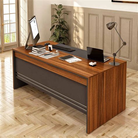 ARYA 71″ Modern Home & Office Furniture Desk Rustic Brown & Black ...