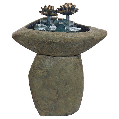 Alpine Corporation Lotus Rock Fountain Waterfall with LED Lights - Walmart.com - Walmart.com