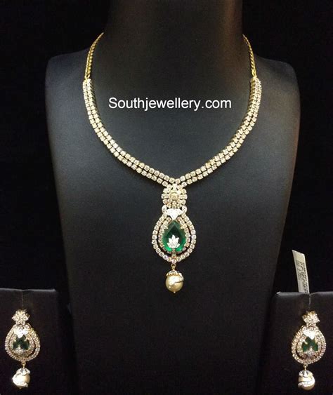 3 Simple and Elegant Diamond Necklace Sets - Jewellery Designs