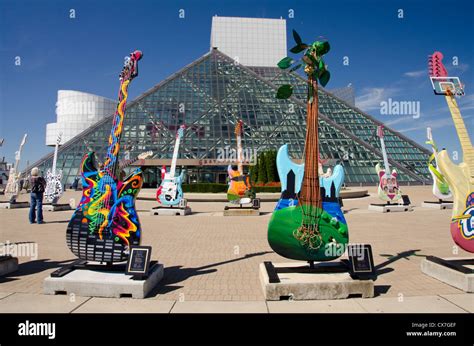 Ohio, Cleveland. Rock and Roll Hall of Fame & Museum. Giant guitar ...