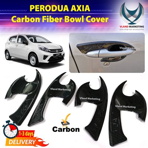 Perodua Axia CARBON MATTE BLACK 4pcs car door handle Inner bowl cover ...