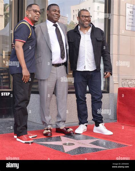 (L-R) Martin Lawrence, Tracy Morgan and Jordan Peele at the Tracy Morgan's Star On The Hollywood ...