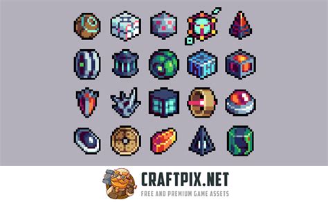 Artifact Pixel Icons for Cyberpunk by Free Game Assets (GUI, Sprite, Tilesets)