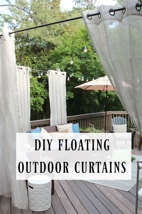 DIY Floating Outdoor Curtain Rod- Creating a Privacy Curtains for Deck ...