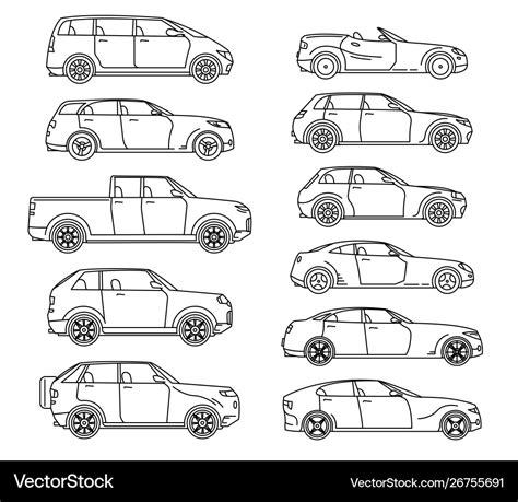 Car body style passenger coupe outline pickup Vector Image