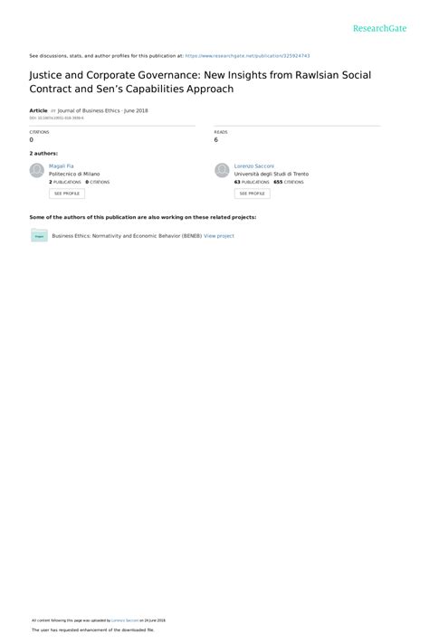 (PDF) Justice and Corporate Governance: New Insights from Rawlsian Social Contract and Sen’s ...
