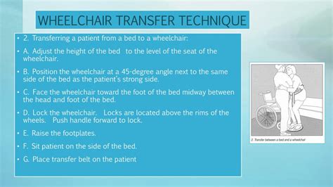 PPT - NUR 111: PROCEDURAL GUIDELINE: WHEELCHAIR TRANSFER TECHNIQUES PowerPoint Presentation - ID ...