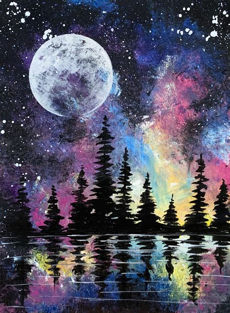 Paint Nite On-Demand: Galaxy Moon Silhouette with Jennifer Tillson