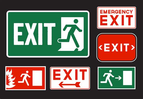 Emergency Exit Signs 99032 Vector Art at Vecteezy