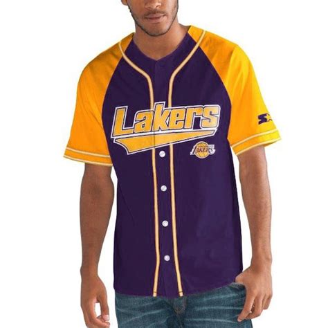 Men's Los Angeles Lakers Starter Purple/Gold Baseball Jersey - NBA Store