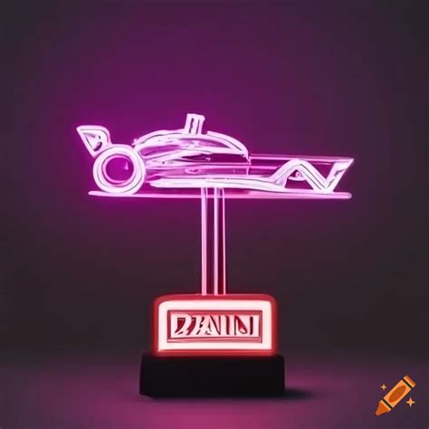 F1 car trophy with neon lights on Craiyon