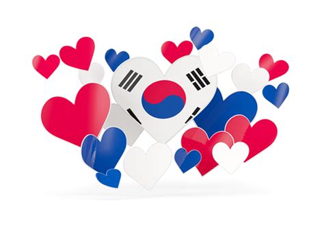 Flying heart stickers. Illustration of flag of South Korea