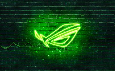 Download wallpapers ROG green logo, 4k, green brickwall, Republic Of ...