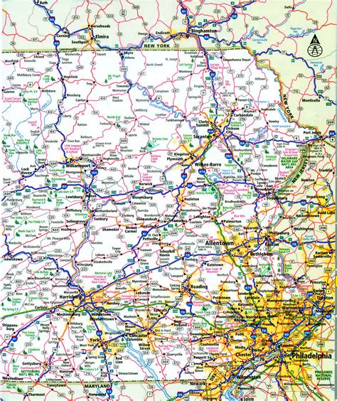 Pennsylvania interstate highways map I-70 I-76 I-79 I-80 I-81 I-83 I-84 ...