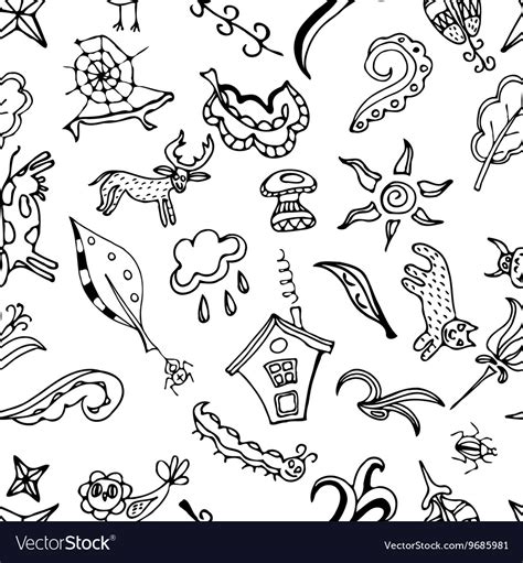 Seamless pattern doodling design kids doodle Vector Image