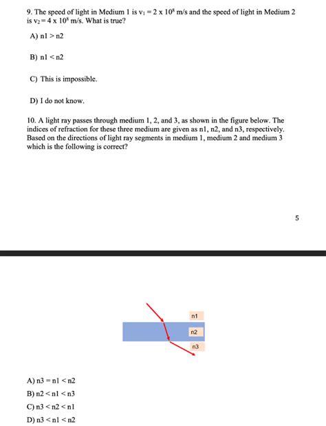 Solved 9. The speed of light in Medium 1 is v1=2×108 m/s and | Chegg.com