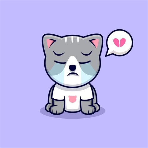 Cute Cat Crying Cartoon Vector Icon Illustration. Flat Cartoon Style ...