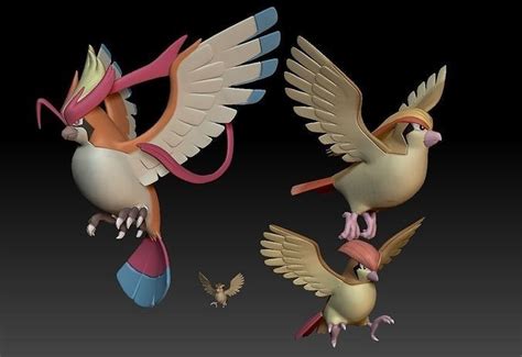 Pokemon Pidgey Pidgeotto Pidgeot MegaEvolution 3D model 3D printable ...