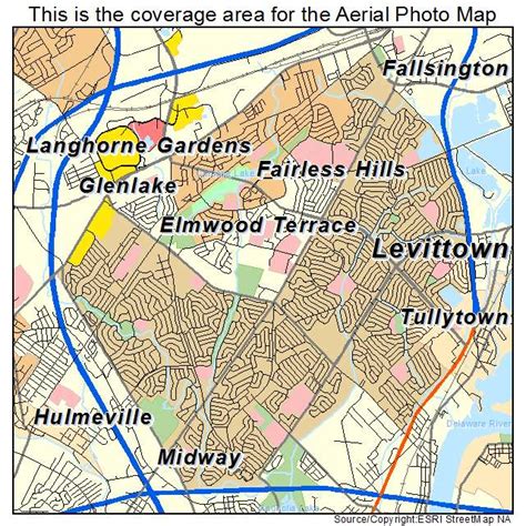 Aerial Photography Map of Levittown, PA Pennsylvania