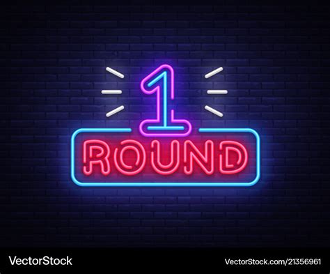 First round is a neon sign boxing round 1 Vector Image