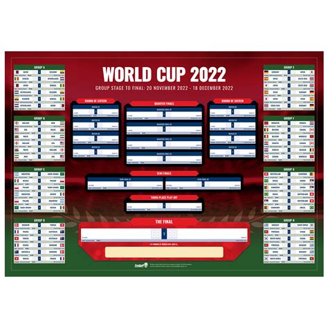 FIFA World Cup Qatar 2022 A2 Wall Chart (folded) - Football Ground Map