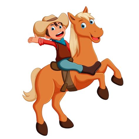 Premium Vector | Vector illustration of little cowboy riding a horse