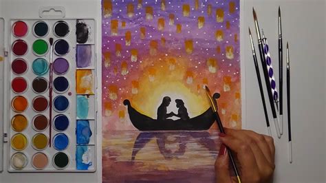 Watercolor Tangled Scene | I See The Light | Rapunzel - YouTube