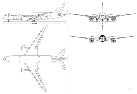 Boeing 787-800 Blueprint - Download free blueprint for 3D modeling ...