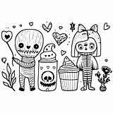 Quirky Cute Spooky Valentines Coloring Page · Creative Fabrica sketch template