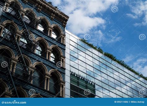 Old and Modern Architecture Juxtaposition in Soho, Manhattan Stock ...