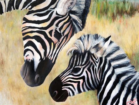 Zebras Print of Original Oil Painting by Lindsey African