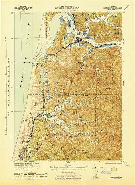 Reedsport, Oregon 1942 (1942) USGS Old Topo Map 15x15 OR Quad - OLD MAPS