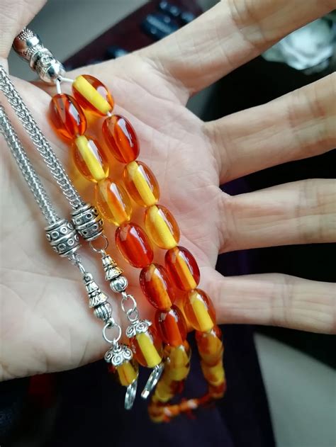 popular 8*12mm hot sale Resin Amber Prayer Beads muslim tasbih islamic ...