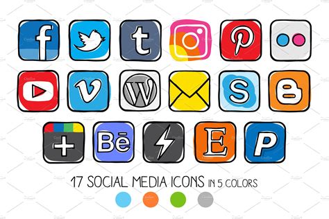 VECTOR - Guache social media icons | Pre-Designed Photoshop Graphics ...