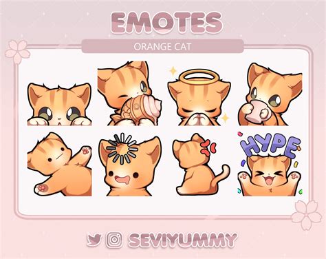 Cute Orange Cat Emotes twitch/discord Kawaii Kitty - Etsy