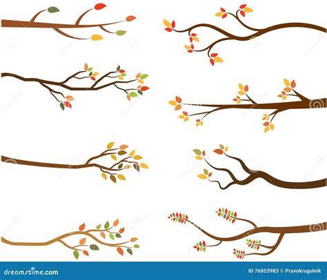 Autumn Set of Tree Branch Silhouettes Stock Vector - Illustration of curvy, curve: 76853983