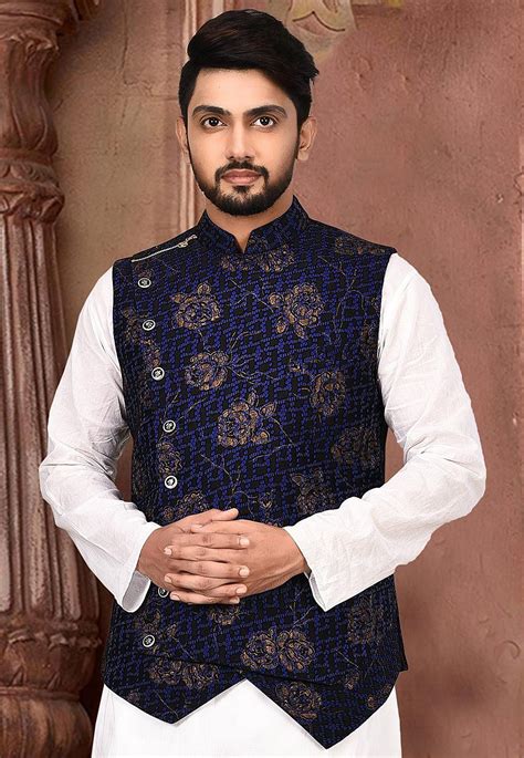 Art Silk and Chantelle Net Asymmetric Over Lapping Nehru Jacket in Black This Readymade piece is ...