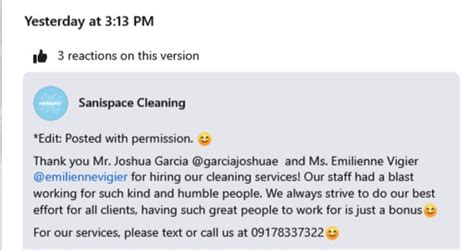 Cleaning service's mention of Joshua Garcia, Emilienne Vigier in online post draws eyes