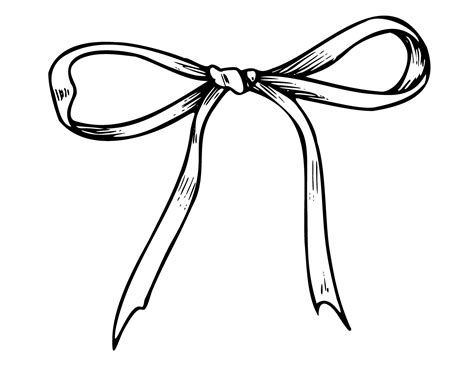 Ribbon with Bow. Hand drawn vector illustration of satin or silk knot on white isolated ...