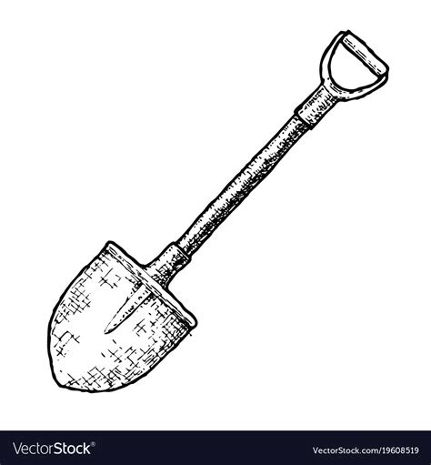 Garden shovel sketch Royalty Free Vector Image