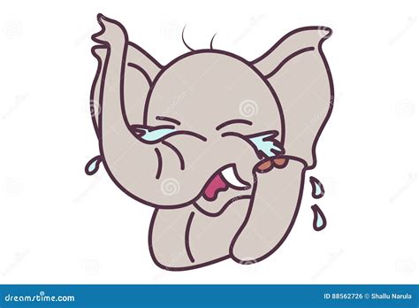 Crying Baby Elephant Cartoon Vector | CartoonDealer.com #51610737