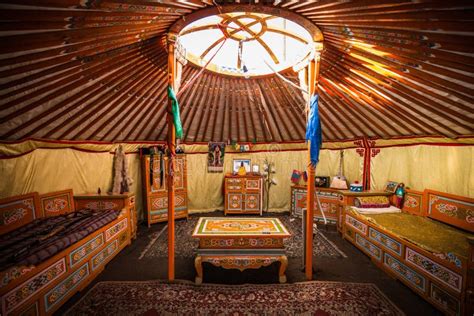 Traditional Colorful Yurta Interior from the Nomadic People in Kalmykia ...